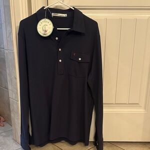 Criquet Dark Blue Long Sleeve Polo